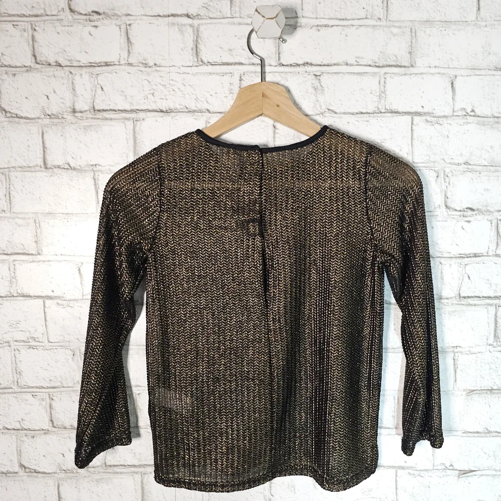☆ DREAM, PLAY, IMAGINE... Loose-knit Sheer Chevron Gold Top, 5/6 ☆